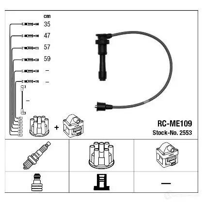 Высоковольтные провода зажигания, комплект NGK WLSP27 164917 2553 RC-ME 109 изображение 0