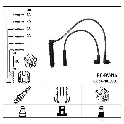 Высоковольтные провода зажигания, комплект NGK RC-RV41 5 0890 164329 XI5V9E изображение 1