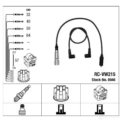 Высоковольтные провода зажигания, комплект NGK 60LXP 164348 RC- VW215 0946 изображение 3