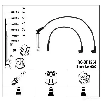 Высоковольтные провода зажигания, комплект NGK 7O4G7 167212 RC -OP1204 6990 изображение 1