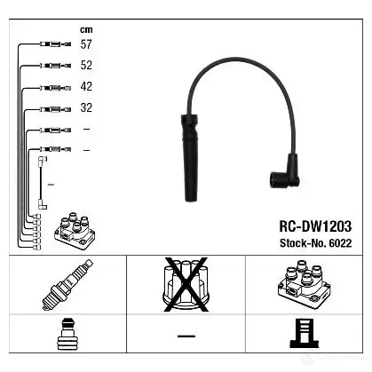Высоковольтные провода зажигания, комплект NGK 6022 RC -DW1203 STN4R 166927 изображение 0