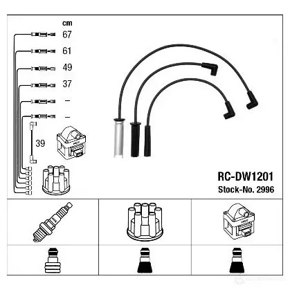 Высоковольтные провода зажигания, комплект NGK 165041 RC-D W1201 06LLUBY 2996 изображение 1