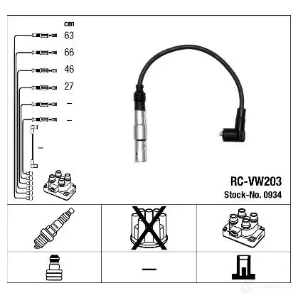 Высоковольтные провода зажигания, комплект NGK 164340 0934 NC8H5 RC -VW203 изображение 0