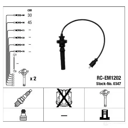 Высоковольтные провода зажигания, комплект NGK RC-EM120 2 IGKE07 0347 164058 изображение 0