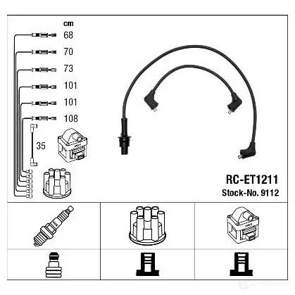 Высоковольтные провода зажигания, комплект NGK 9112 167832 R C-ET1211 6KDWK