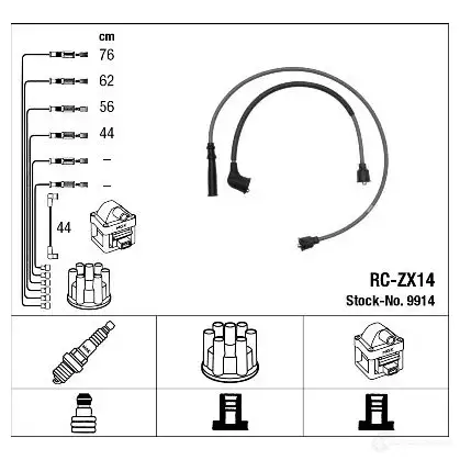 Высоковольтные провода зажигания, комплект NGK 168623 RC-Z X14 TSF4K1C 9914 изображение 0