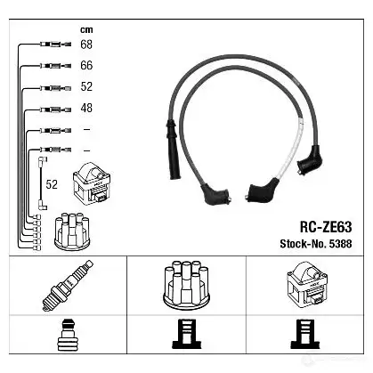 Высоковольтные провода зажигания, комплект NGK 5388 RC-Z E63 166721 P164NEN
