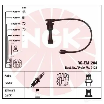 Высоковольтные провода зажигания, комплект NGK 167855 ZO9MWO RC-EM 1204 9128 изображение 0