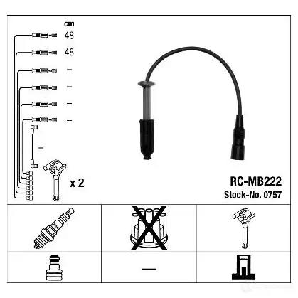 Высоковольтные провода зажигания, комплект NGK 0757 RC -MB222 164281 1I55T изображение 1