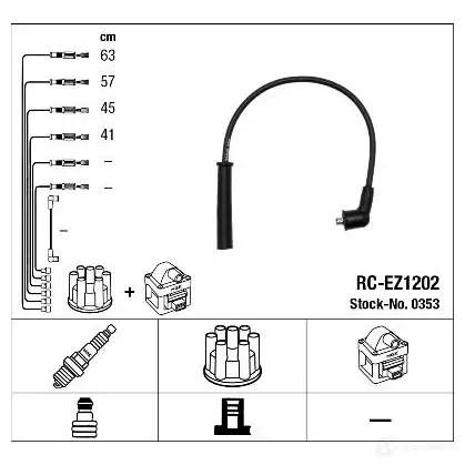 Высоковольтные провода зажигания, комплект NGK 0353 BFW50 RC-E Z1202 164064 изображение 0