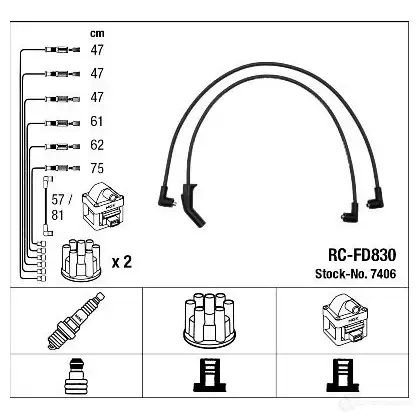 Высоковольтные провода зажигания, комплект NGK RC-FD83 0 7406 167361 XU6UY изображение 1