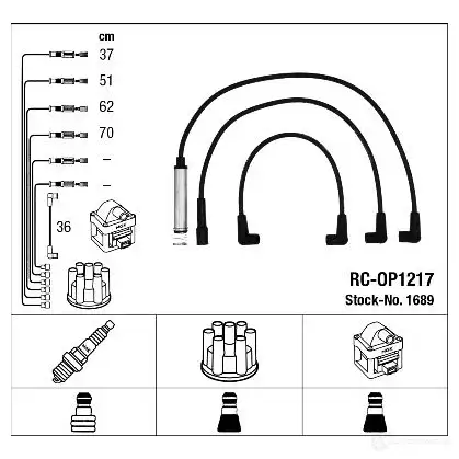 Высоковольтные провода зажигания, комплект NGK 1689 164588 RC-OP1 217 7L747