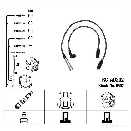 Высоковольтные провода зажигания, комплект NGK TB405 0502 164177 RC-AD2 02 изображение 1