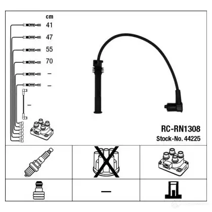 Высоковольтные провода зажигания, комплект NGK 166033 9DZXT RC- RN1308 44225 изображение 5