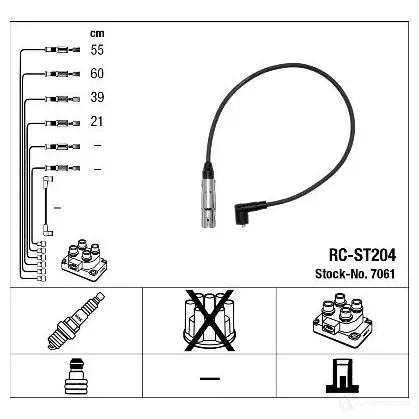 Высоковольтные провода зажигания, комплект NGK RC-ST 204 7061 81RDW 167234 изображение 1