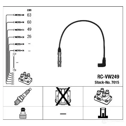 Высоковольтные провода зажигания, комплект NGK 167219 RC-V W249 6X8VN 7015 изображение 4