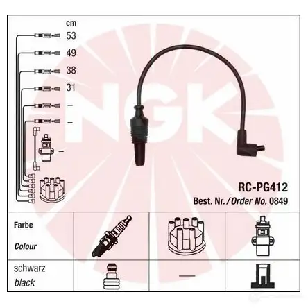 Высоковольтные провода зажигания, комплект NGK 164320 7WSV4AC 0849 RC-PG4 12 изображение 0