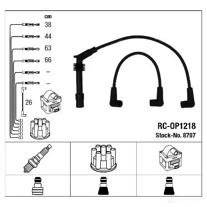 Высоковольтные провода зажигания, комплект NGK RC-OP 1218 167670 ISGTV 8707 изображение 0