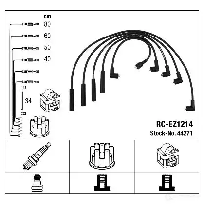Высоковольтные провода зажигания, комплект NGK 166069 RC-EZ121 4 YABGE 44271