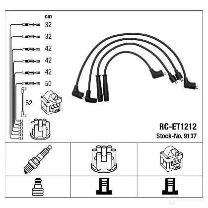 Высоковольтные провода зажигания, комплект NGK 9137 RC-ET1 212 RGS1R 167866