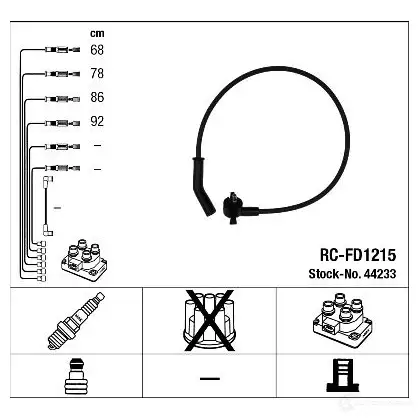 Высоковольтные провода зажигания, комплект NGK RC-FD12 15 WCZ9S00 166040 44233 изображение 0