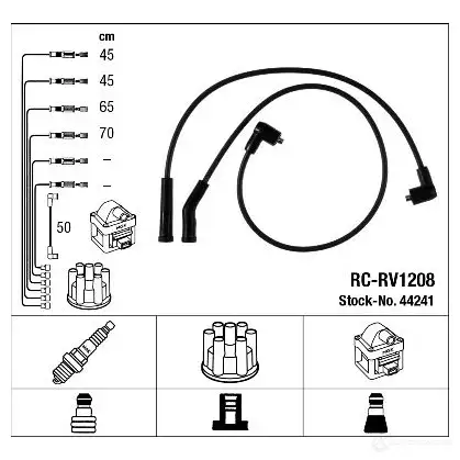Высоковольтные провода зажигания, комплект NGK 44241 8VYCXR 166046 RC-RV 1208