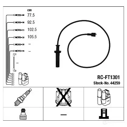 Высоковольтные провода зажигания, комплект NGK 44259 RC-FT130 1 TYES0J1 166062