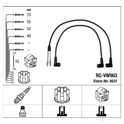 Высоковольтные провода зажигания, комплект NGK 167659 RC- VW903 NWFT6I 8621 изображение 0