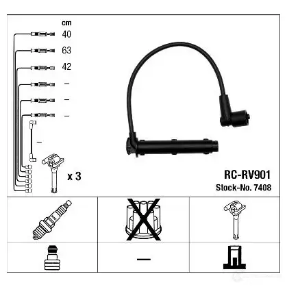 Высоковольтные провода зажигания, комплект NGK RC- RV901 7408 KDW3H 167362 изображение 1
