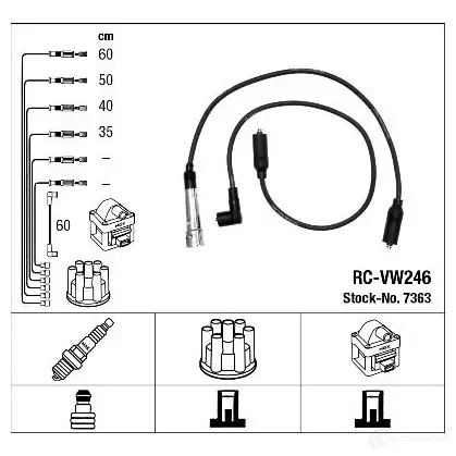 Высоковольтные провода зажигания, комплект NGK 7363 167340 3ADT0C RC-VW 246 изображение 1