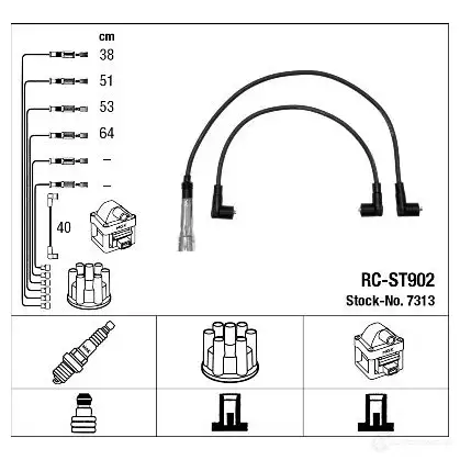 Высоковольтные провода зажигания, комплект NGK RC-S T902 167325 ASBC1 7313 изображение 1