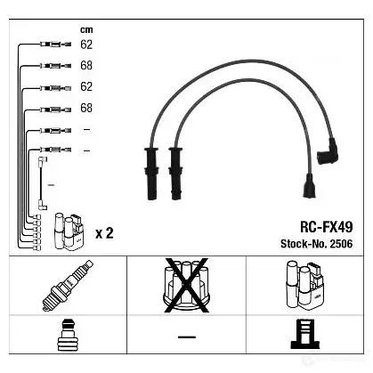 Высоковольтные провода зажигания, комплект NGK RC-F X49 164907 RC1L8DQ 2506 изображение 0