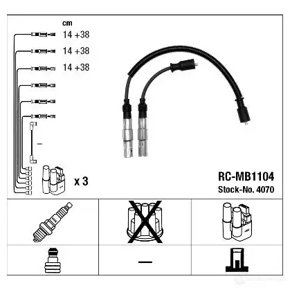 Высоковольтные провода зажигания, комплект NGK RC-MB11 04 4070 165781 R3MFDEK изображение 4