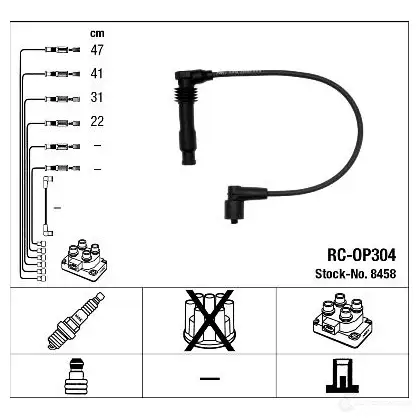 Высоковольтные провода зажигания, комплект NGK 8458 167603 R C-OP304 EKQDU изображение 1