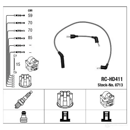 Высоковольтные провода зажигания, комплект NGK 0713 RC- HD411 164258 5K22UQ изображение 0
