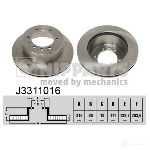 Тормозной диск NIPPARTS J3311016 8711768053086 2037735 KRI BC