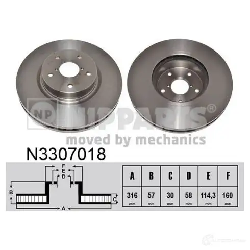 Тормозной диск NIPPARTS PQ0 8BAZ 8711768855789 2046554 N3307018