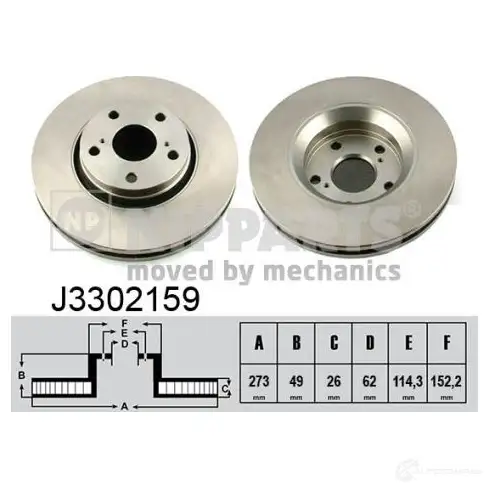 Тормозной диск NIPPARTS RZA ZB42 2037547 J3302159 8711768020460