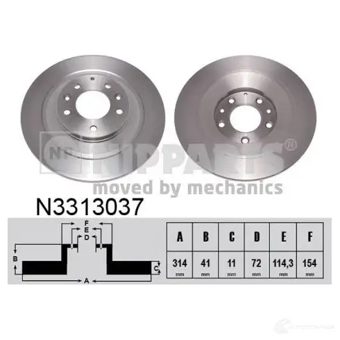 Тормозной диск NIPPARTS 2046652 N3313037 UC2 G1RZ 8718638351761
