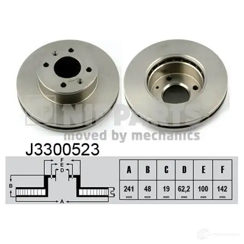 Тормозной диск NIPPARTS BI9A G J3300523 8711768112615 2037385