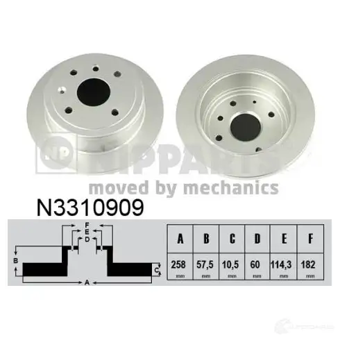 Тормозной диск NIPPARTS N3310909 8711768155414 2046602 OGIA 9