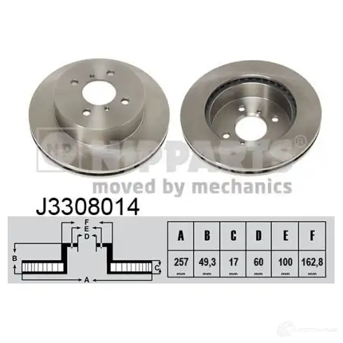 Тормозной диск NIPPARTS 8711768101756 J3308014 SQG HVK 2037698 изображение 0