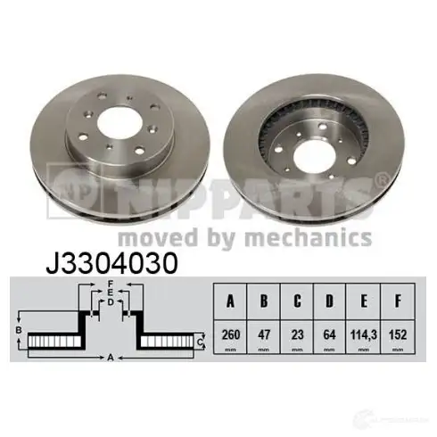 Тормозной диск NIPPARTS J3304030 C9I9X JI 8711768052119 2037604 изображение 0