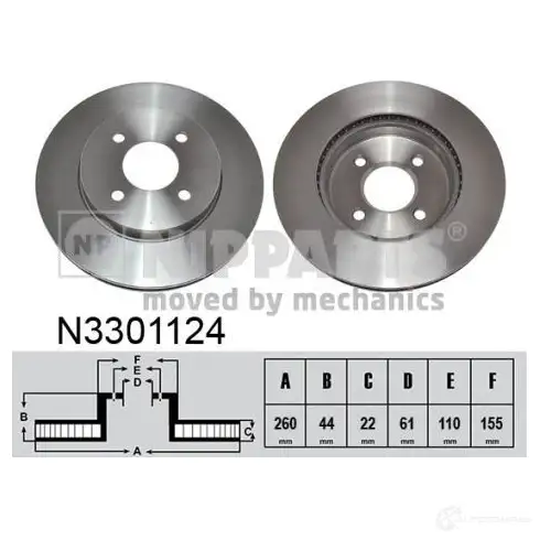 Тормозной диск NIPPARTS 2046472 8718638648472 N3301124 UD NRQN изображение 0