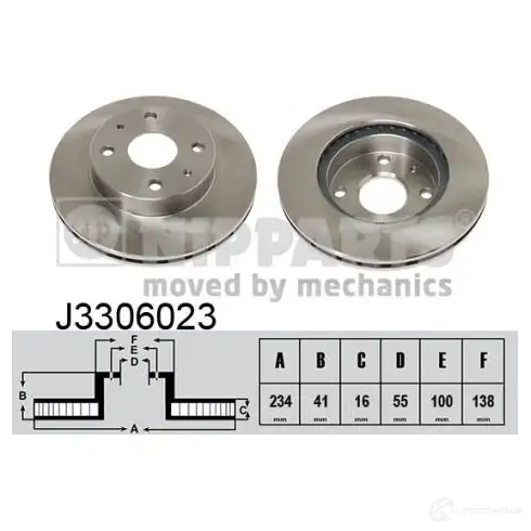 Тормозной диск NIPPARTS J3306023 2037669 4XQH 0 8711768052652