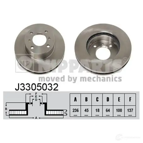 Тормозной диск NIPPARTS J3305032 2037637 8711768052447 8QJ DUF