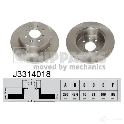 Тормозной диск NIPPARTS J3314018 8711768053710 2037827 8VT5MU D