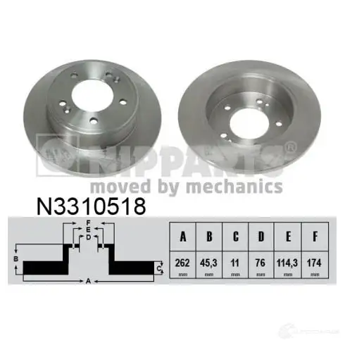 Тормозной диск NIPPARTS 2046588 N3310518 JE7 7UAL 8711768504960