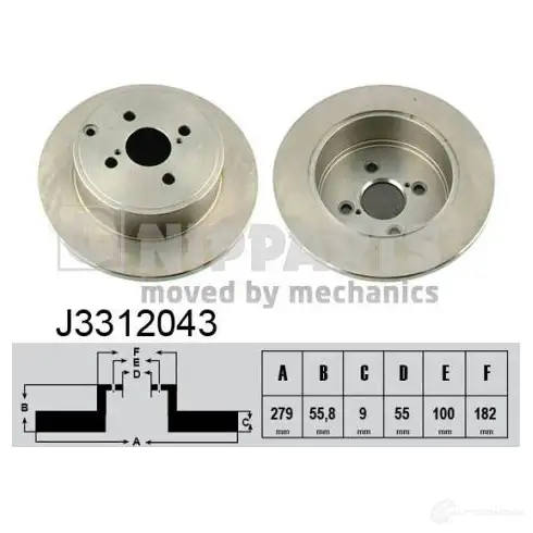 Тормозной диск NIPPARTS C NU8KCG 2037785 J3312043 8711768101824