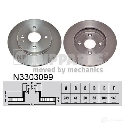 Тормозной диск NIPPARTS N3303099 8718638430053 2046522 U 3UWRMT